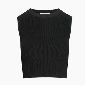 Artitzia Babaton sculpt knit muscle tank high neck crew top shirt large black